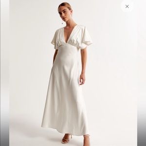 Abercrombie Flutter Sleeve Maxi Satin Dress